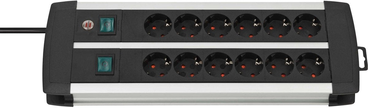 Brennerstuhl multiprise technologie premium-alu-line 12 prises duo noir 3m h05vv-f 3g1.5 les prises sont sch - 1391000912