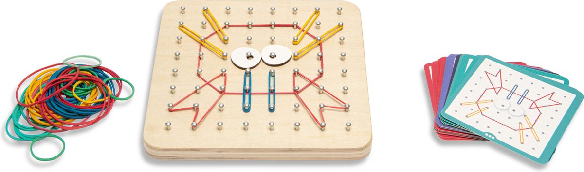 Bs jouets geobord - jouets en bois FSC - jeu élastique - jeu de motricité - jouets montessori - montessori - jouets pour enfants - 1 à 2 joueurs - cadeau pour enfant