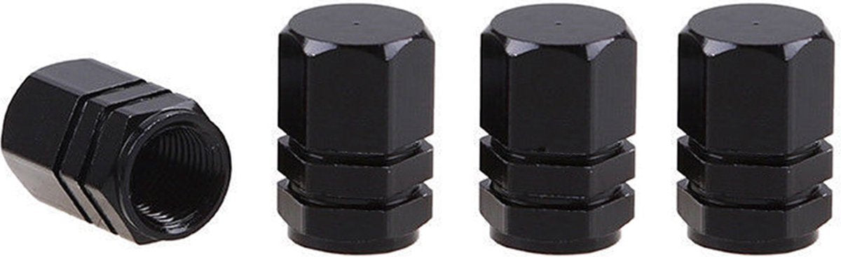 Bouchons de valve universels Amio en aluminium pour voitures noirs (set)