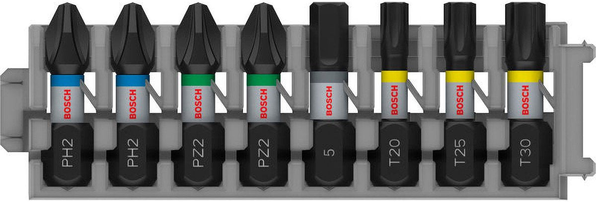 Pack de mélange d'écrous à impact Bosch Pro Ph2 (x2) ; pz2(x2); h5; t20 ; t25;...
