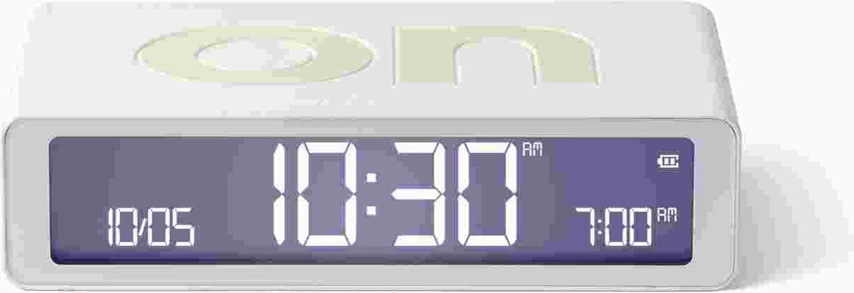 Lexon flip classic on off réveil rechargeable réversible - blanc