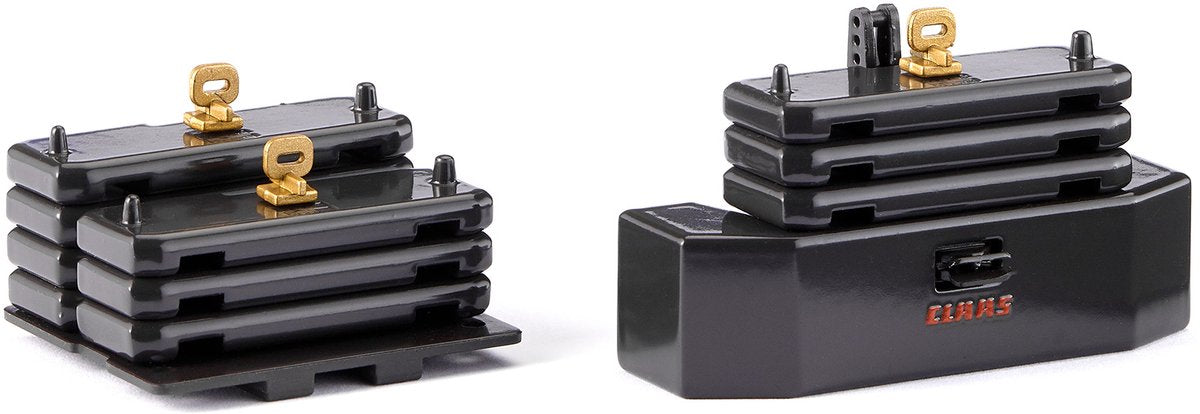 Wiking 077855 Poids de ballast Claas Xerion, accessoires pour tracteurs miniatures, 1:32, à partir de 14 ans, lest arrière et avant Claas Xerion, noir