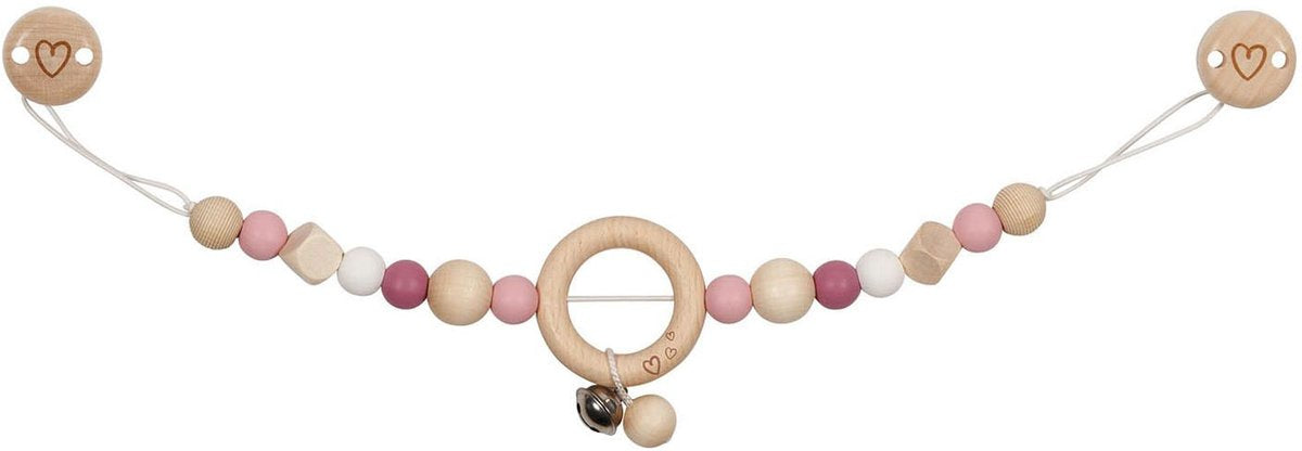 Collier de poussette en bois Goki Rose avec des clips
