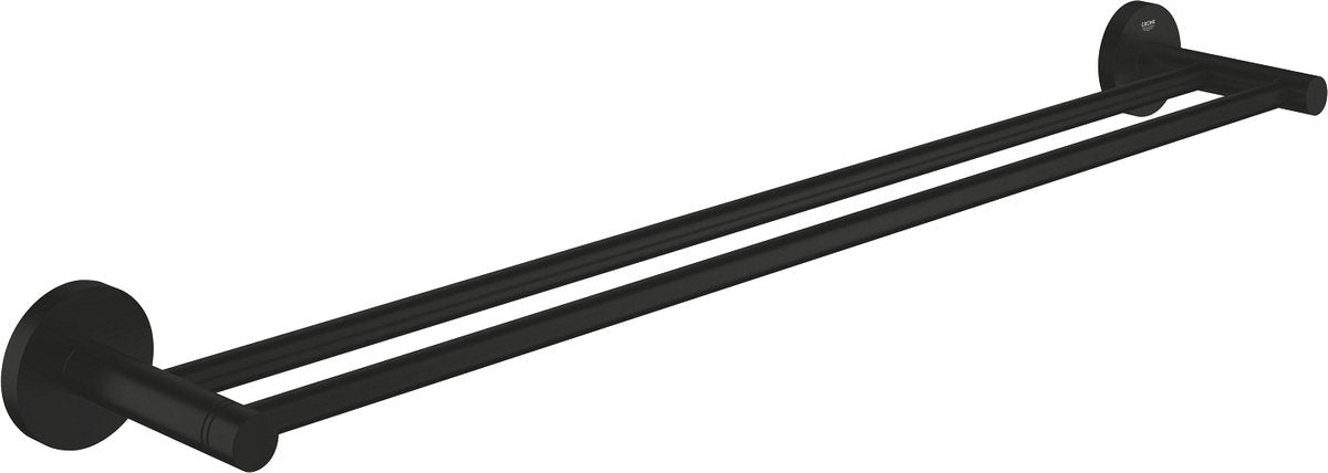 Porte-serviettes double Grohe quickfix start - 654 mm - deux rails - noir mat