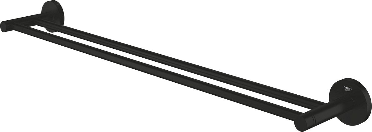 Porte-serviettes double Grohe quickfix start - 654 mm - deux rails - noir mat