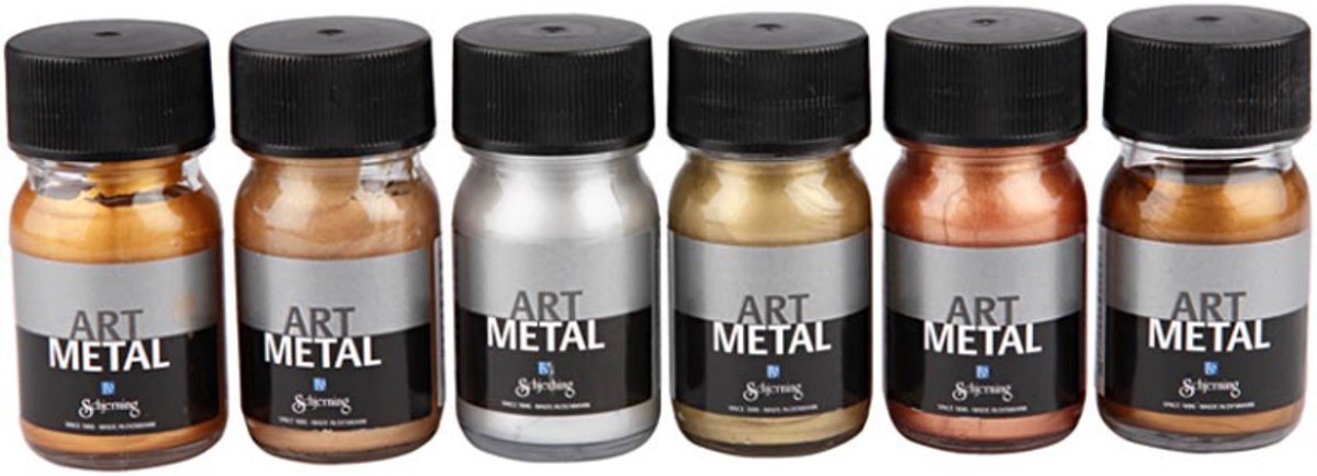 Creativ company is art metal paint - peinture - ensemble de 6 couleurs métalliques