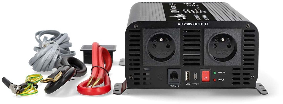Onduleur Nedis 1000w - onde sinusoïdale pure - 12v 230v - télécommande