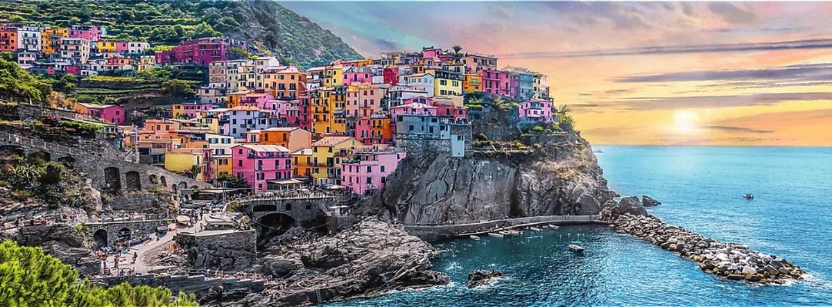 Puzzle Trefl 500 pièces - Panorama coucher de soleil Vernazza Italie.