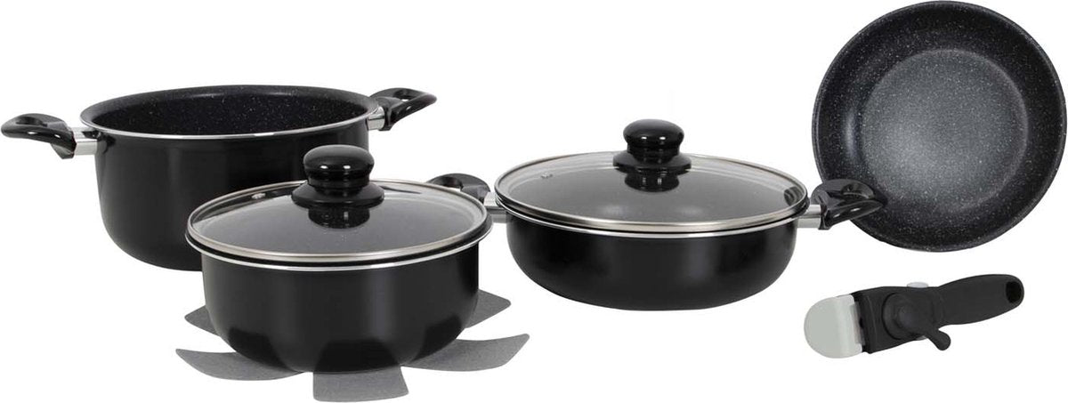 Gimex - set de poêles - induction - noir - 7 pièces
