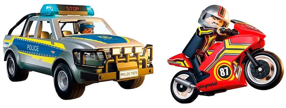 Héros d'action Playmobil - poursuite avec pick-up de police - police avec effets lumineux et sonores - 71875