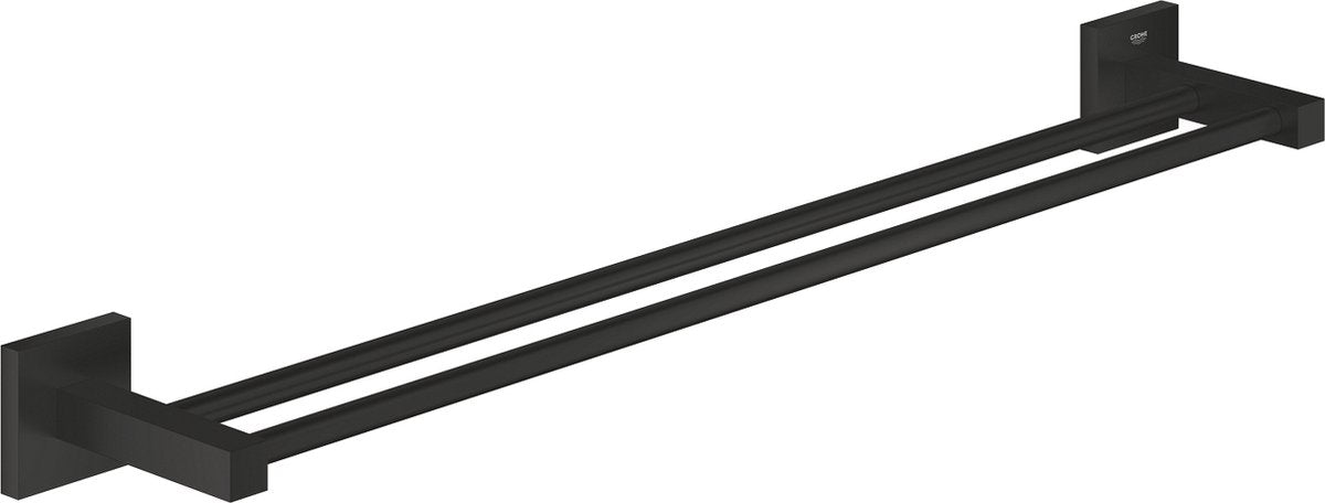Porte-serviettes double Grohe quickfix start cube - 654 mm - deux rails - noir mat