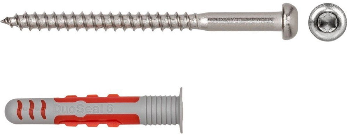 Fischer duoseal 6 x 38 avec vis à tête cylindrique en acier inoxydable A2