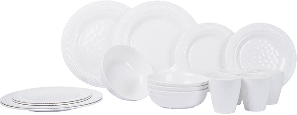 Gimex - ligne royale - vaisselle - blanc - 16 pièces