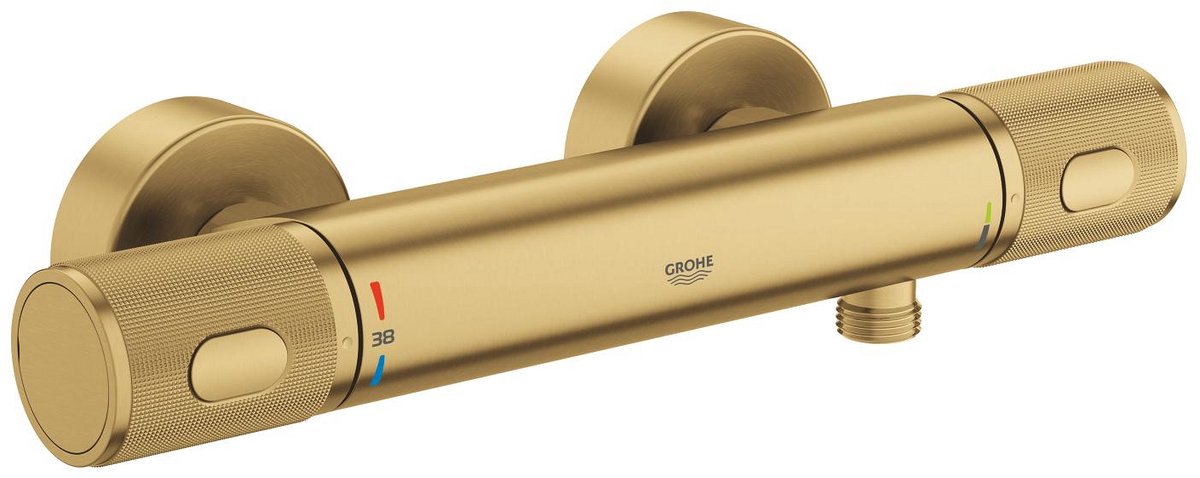 Mitigeur thermostatique de douche Grohe Precision Feel – 150 mm – CoolTouch – Turbostat – Progrip – Cool Sunrise brossé