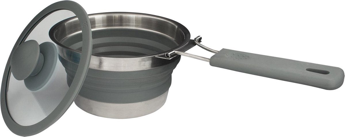 Eurotrail pan met deksel + inklapgrip - grey