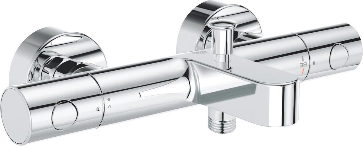 Robinet de bain thermostatique Grohe Grohtherm 800 cosmopolite - 15 cm - économie d'eau - avec inverseur - raccords inclus - chrome