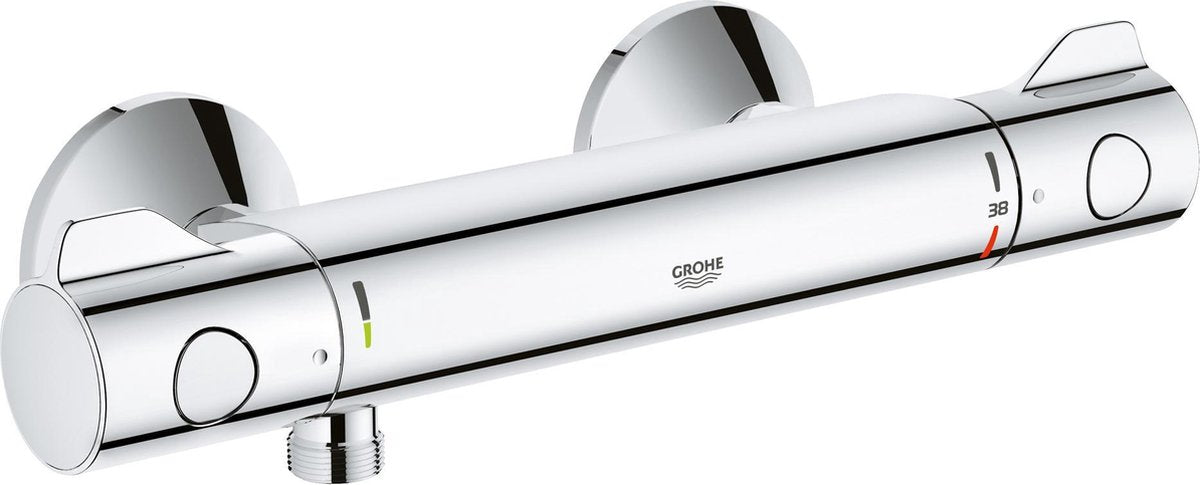 Robinet de douche thermostatique Grohe Grohtherm 800 - 15 cm - économie d'eau - raccords inclus - chrome