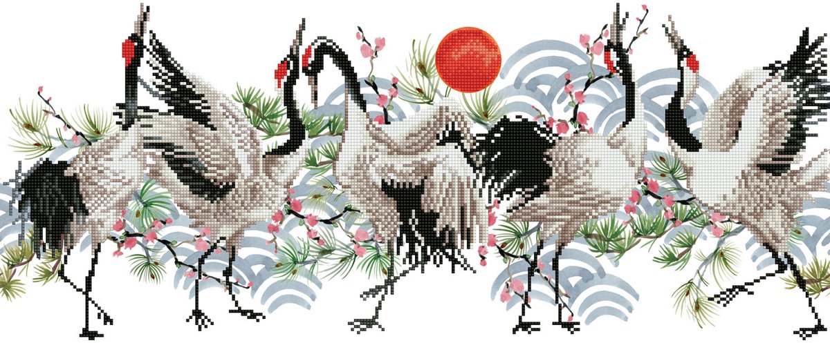 Diamond dotz® peinture diamant adultes - pierres rondes - paquet complet - passe-temps - - dd8.011 - animaux - danse des oiseaux 77 x 32 cm