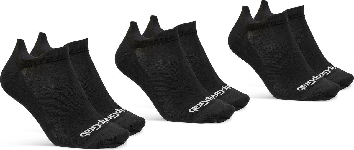 Gripgrab - chaussettes de cyclisme d'été classiques no show 3pack socquettes chaussettes de sport coolmax - noir - unisexe - taille xs (35-38)