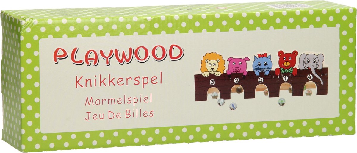 Jeu de marbre en bois Playwood animaux sauvages avec jouets en billes.