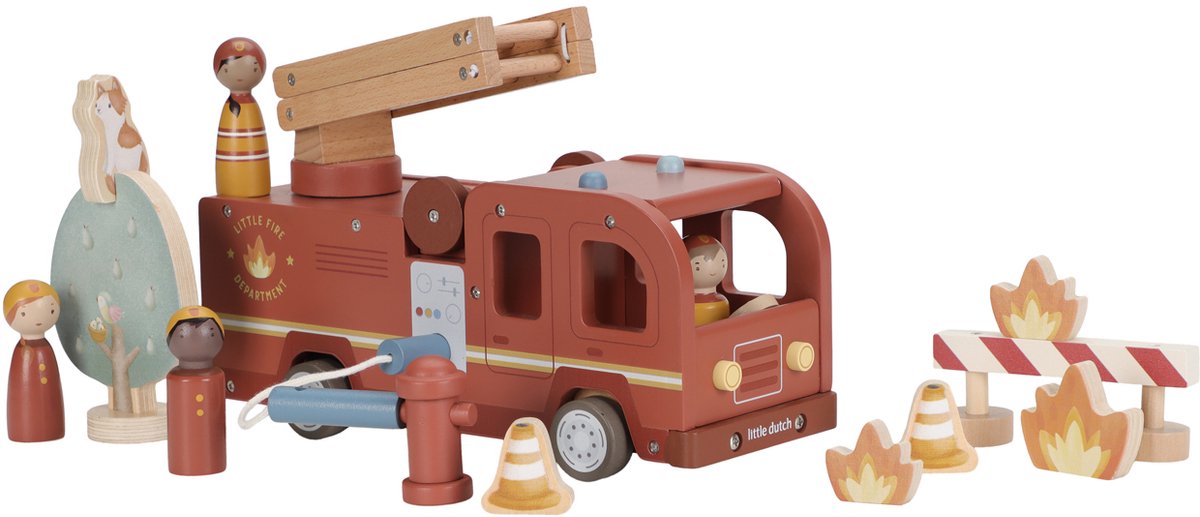 Petit camion de pompiers hollandais avec des poupées
