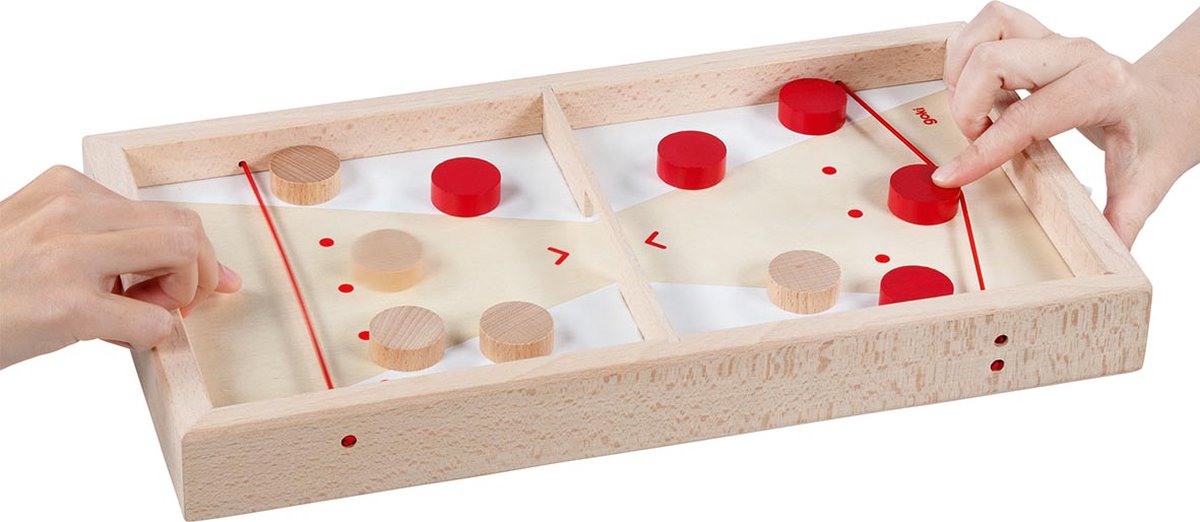 Goki Wooden Puck Shooting jouant le tableau 2in1, 11dlg.