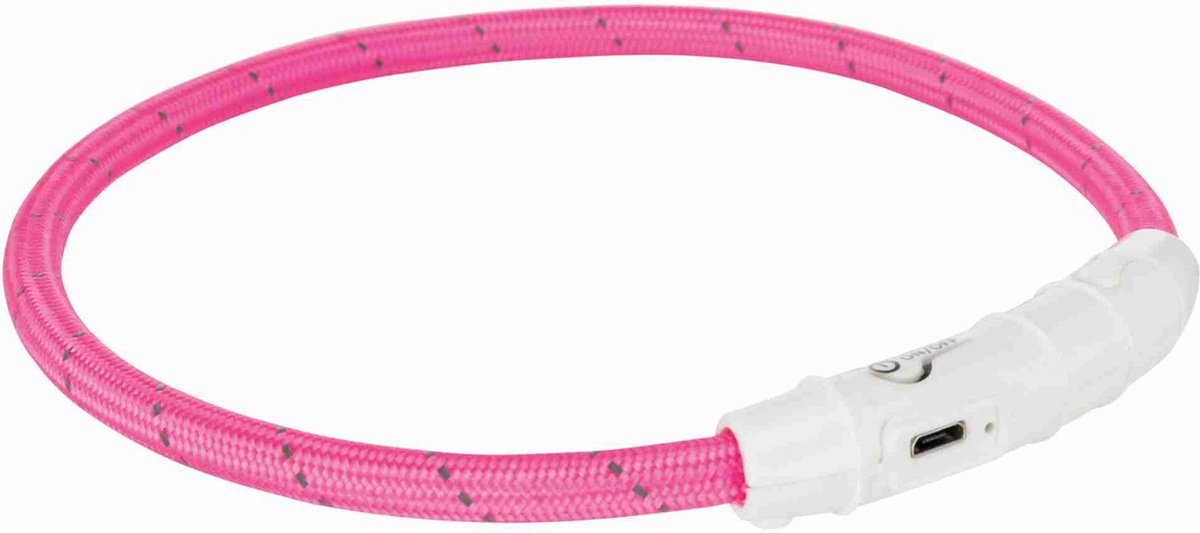 Trixie collier lumineux pour chien flash USB TPU nylon rose