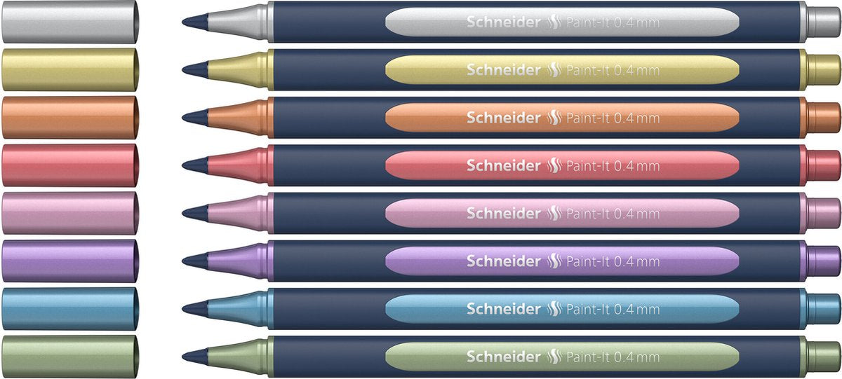 Instruments d'écriture Schneider roller roller métallisé - paint-it 050 - largeur de trait 0,4 mm - 8 pièces - s-ml05011502
