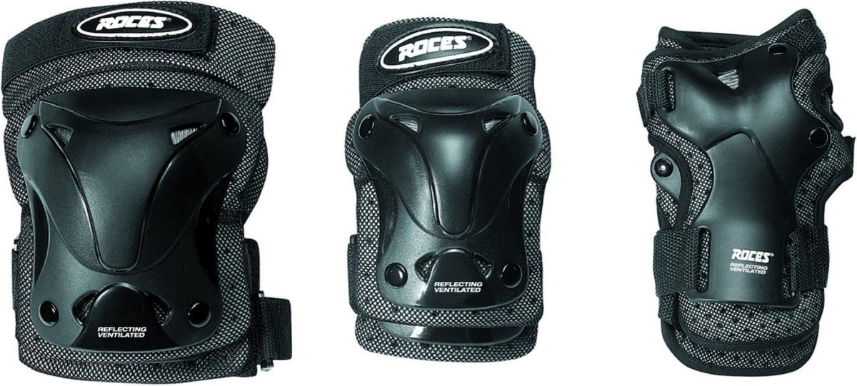 Roces – protection ventilée pour patins 3-pack – protection enfant – noir – taille m