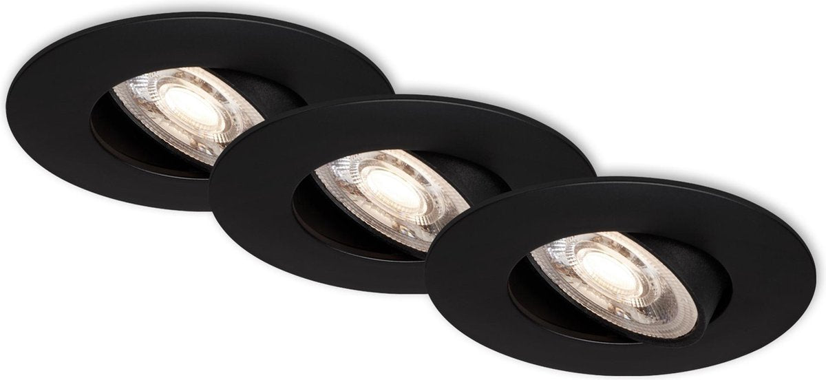Briloner kulana - spots encastrés lot de 3 - luminaires encastrés orientables - 3 x LED 5w 460lm - couleur de la lumière : blanc chaud - profondeur d'installation : 30 mm - dimensions d'installation : 68 mm - produit : ø90 mm - noir
