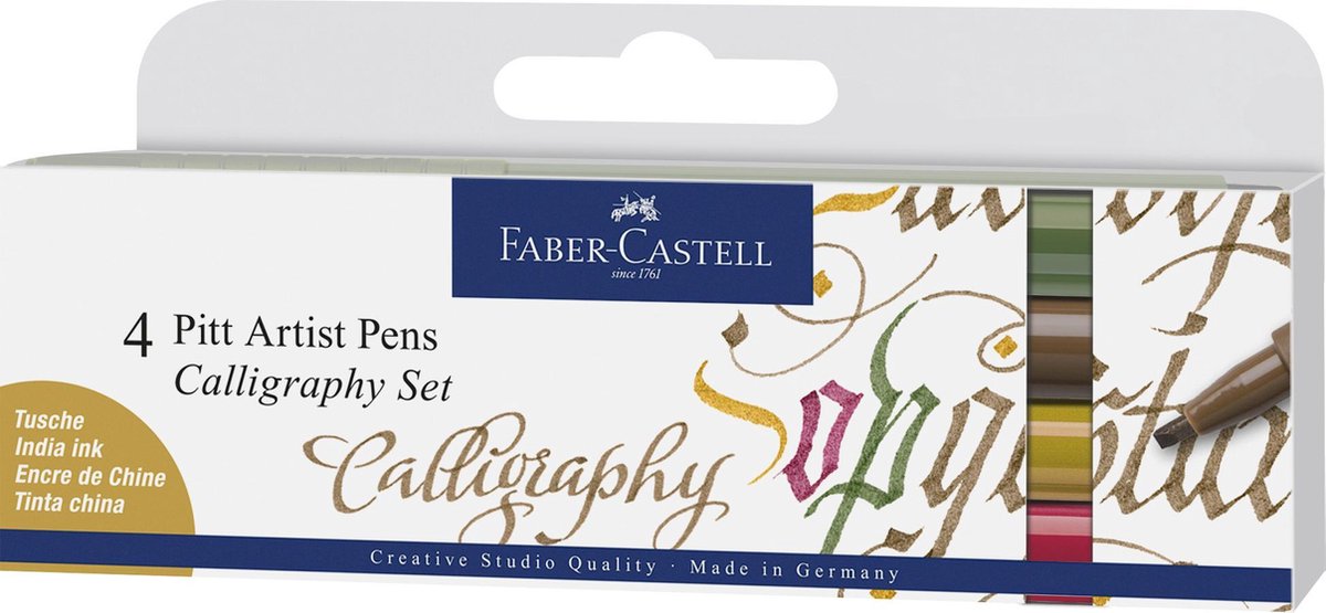 Stylo de calligraphie Faber-castell - stylo à dessin - stylo d'artiste Pitt - ensemble de calligraphie - 4 pièces - fc-167505