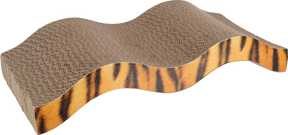 Carton à gratter Flamingo mawimbi – marron rose noir – 40,5 x 20 x 7,5 cm – jouet à gratter compact et élégant pour chat