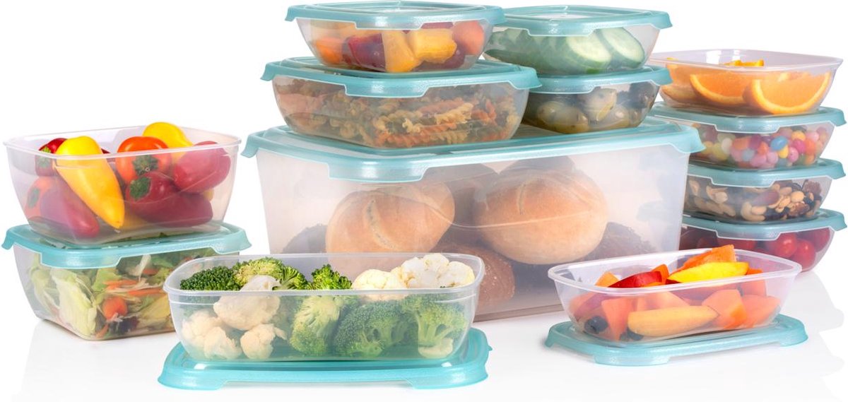 Alpina vershoudbakjes set met deksel 13 stuks - meal prep bakjes - diepvriesbakjes - 8 x 500ml, 2x 1000ml, 2x 1150ml, 1x 6800ml - magnetron-, vriezer- en vaatwasserbestendig