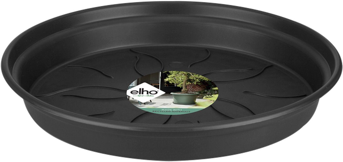 Elho green basics schotel 10 - schotel voor binnen en buiten - kweken en oogsten - ø 10.0 x h 1.5 cm - living black