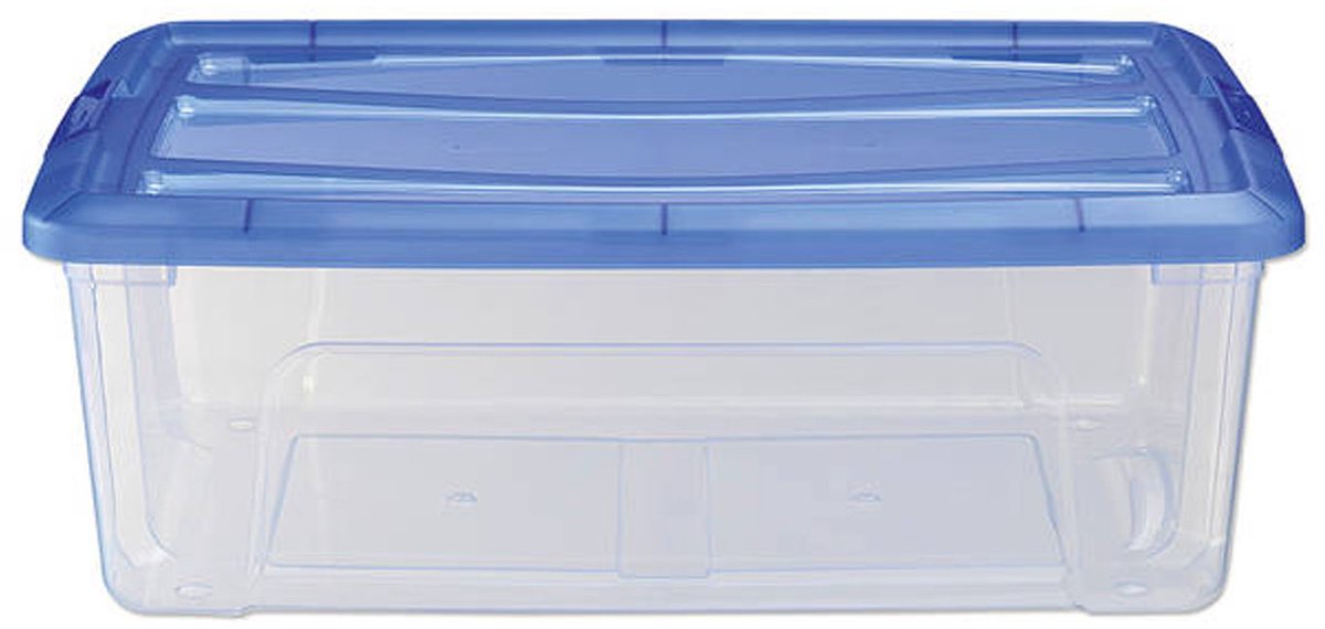 Iris top box boîte de rangement 30l 57,5x39x20,5 cm bleu transparent
