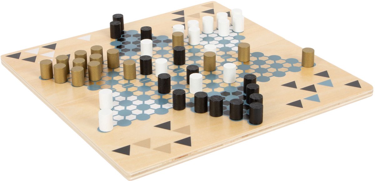 Small foot - jeu de société en bois barricade et halma 2en1