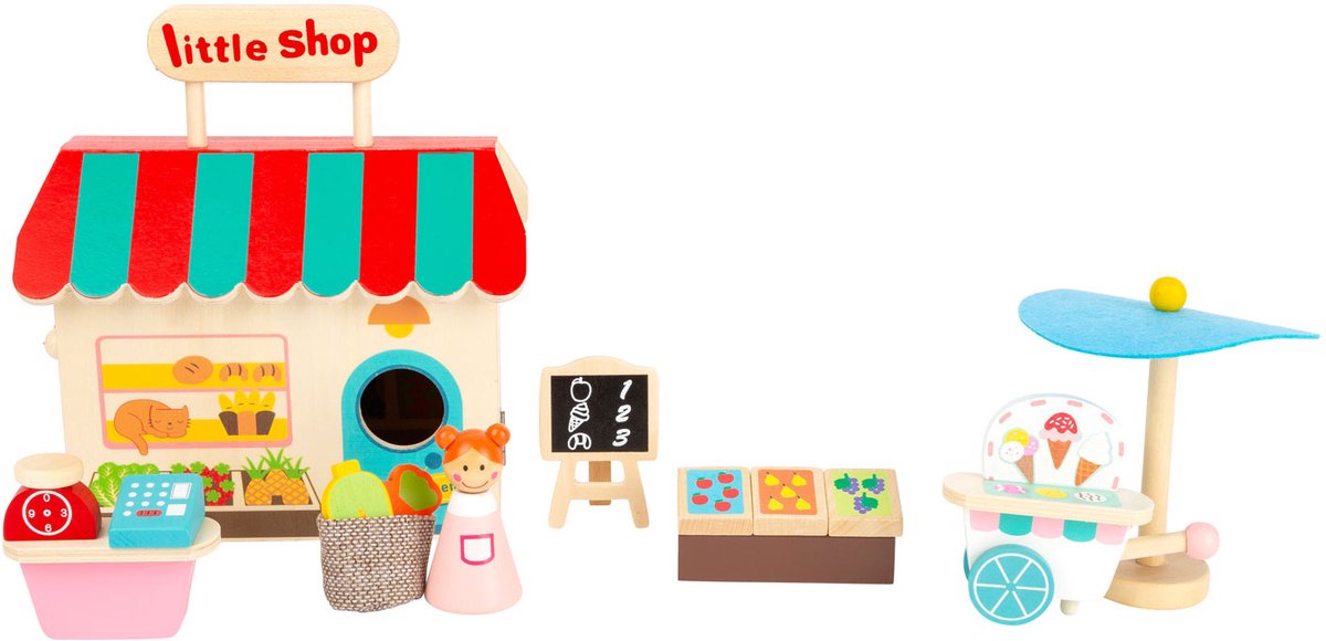 Small foot - maison de poupée en bois à emporter, 15 pièces.