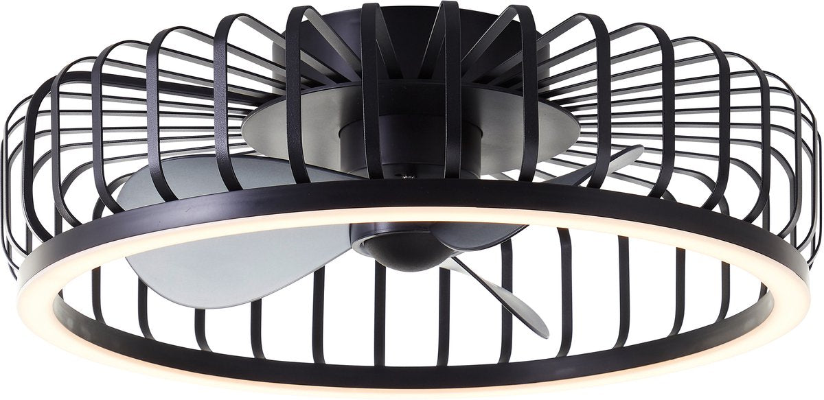 Brilliant capo - ventilateur de plafond - avec éclairage - ø 48 cm - LED 36w - CCT - 2700k-6500k - dimmable - noir - très silencieux