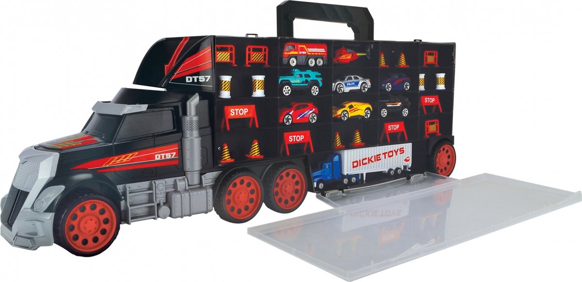 Voiture Dickie, valise, transporteur avec petites voitures, camion 2 en 1