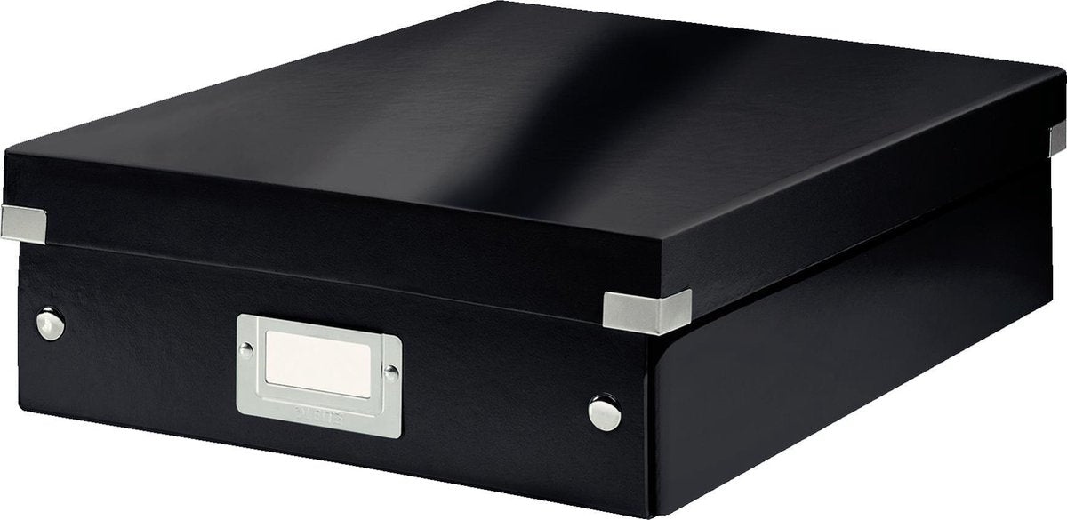 Boîte de rangement Leitz wow click store de taille moyenne - Carton recyclé à 85 % - Boîte de tri peu encombrante avec compartiments - 28,1 x 10 x 37 cm (LxHxP) - noir