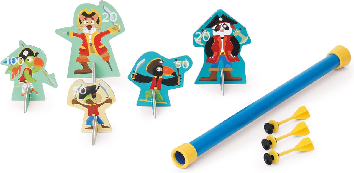 Sarbacane à gratter - pirates - avec 5 pirates et 3 fléchettes - 5 ans