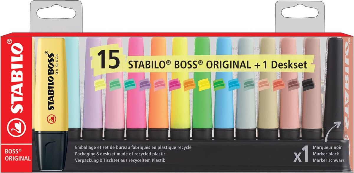 Stabilo boss original pastel naturecolors surligneurs ensemble de bureau - 15 pcs.