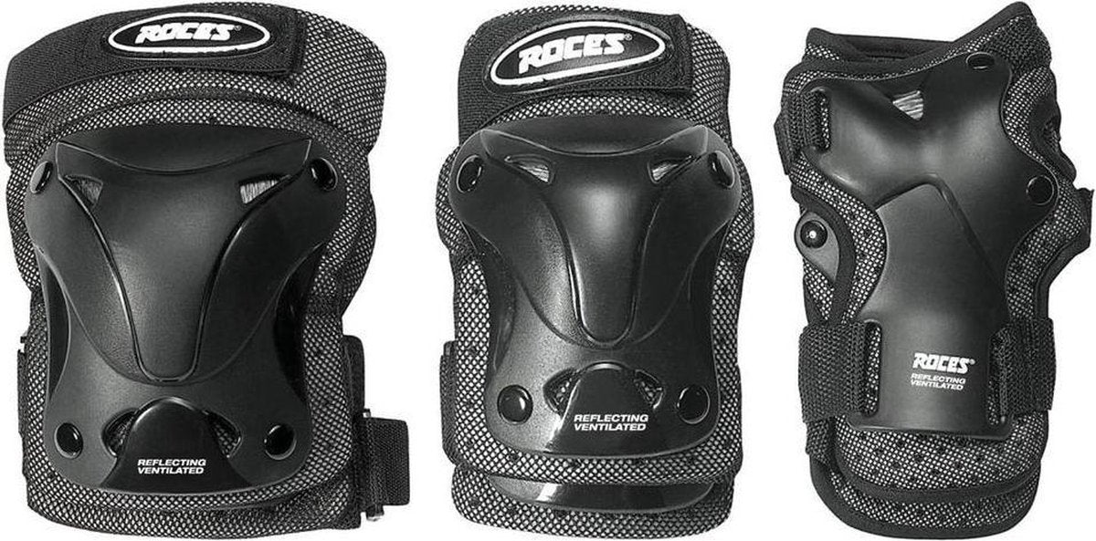 Roces – protection ventilée pour patins, pack de 3 – extra aérée et légère – adultes – noir – taille l