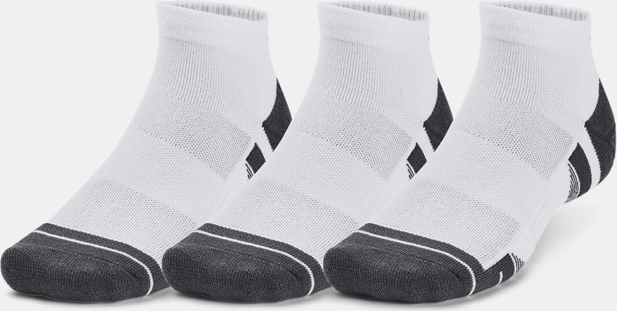 Under armour ua performance tech 3pk low-wht chaussettes de sport unisexes - blanc - gris jet