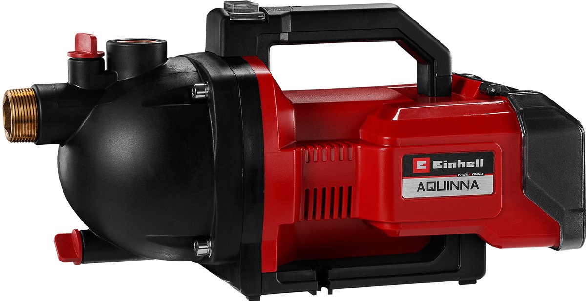 Pompe de jardin à batterie Einhell aquinna li solo - power x-change - 36v li-ion - 2,6 bar - 3000 l h - interrupteur éco 2 étages - vis de remplissage et de vidange d'eau - protection thermique - excl. batterie et chargeur