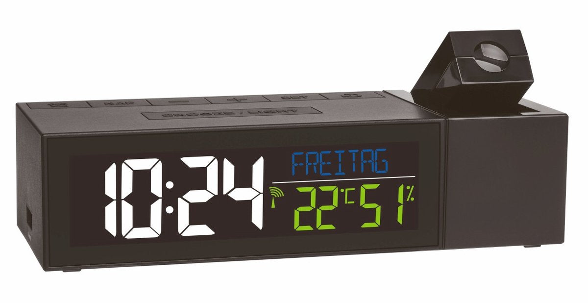 Tfa dostmann réveil à projection radiocommandé 60.5014.01 thermomètre