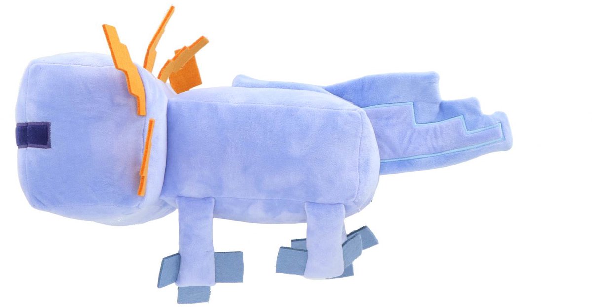 Peluche Ottosimon minecraft axolotl bleu 44 cm.