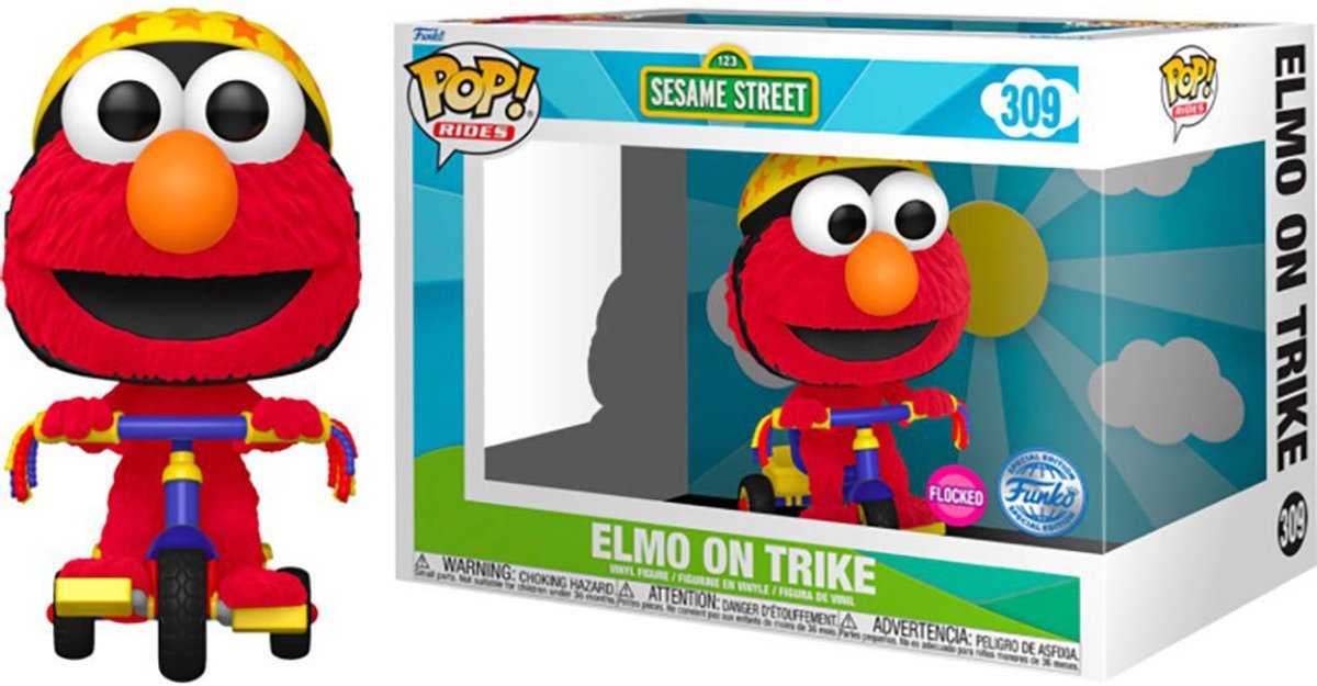 Funko-pop ! manèges d'animation : sésame street elmo sur trike (édition spéciale exclusive floquée)