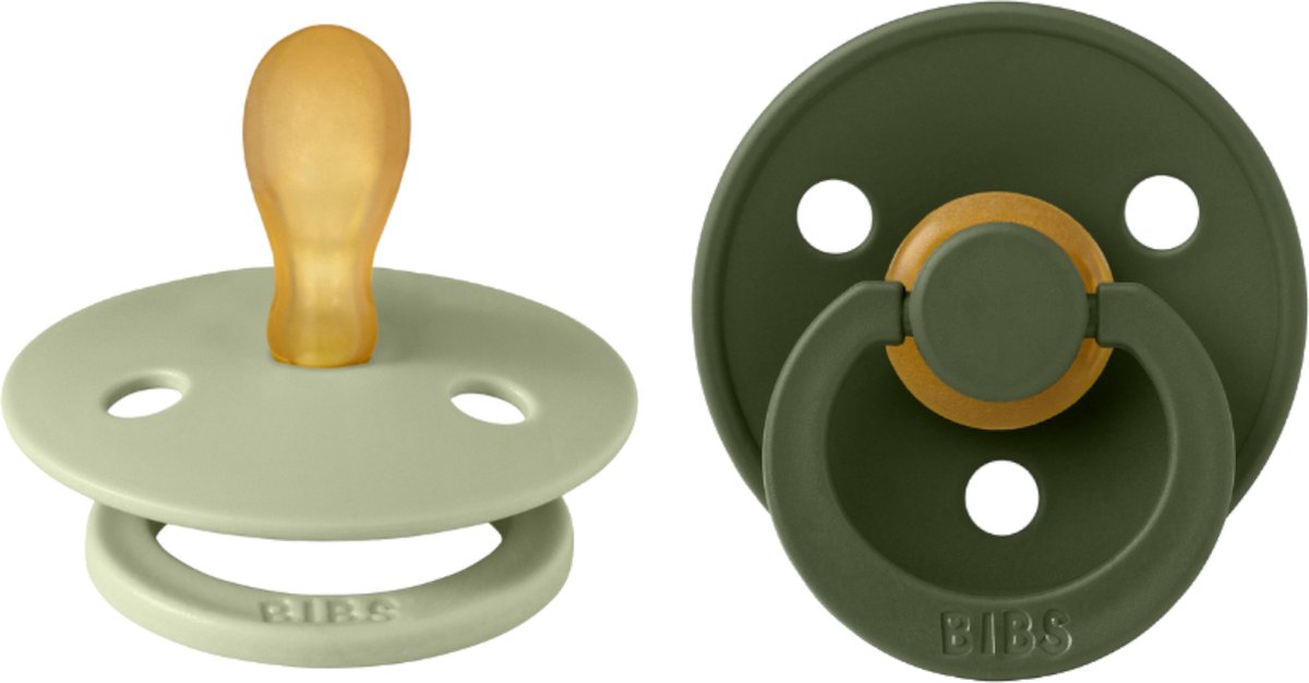 Sucette Bibs - symétrique - 2 pièces - 0-6 mois - vert sauge chasseur