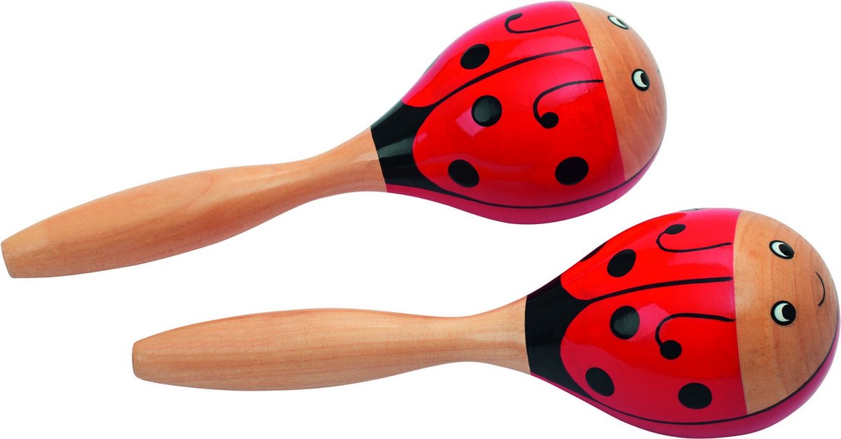 Maracas Goki - coccinelle - l17cm - 2 pièces - 3 ans